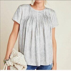 ANTHROPOLOGIE‎  Dolan Grey Snakeskin Blouse Size XS